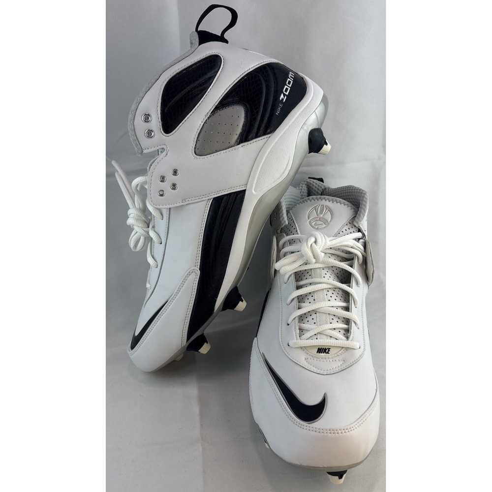 NWOT NIKE AIR ZOOM BLADE PRO D FOOTBALL CLEATS TURF SHOES WHITE 3/4-TOPS Sz 14